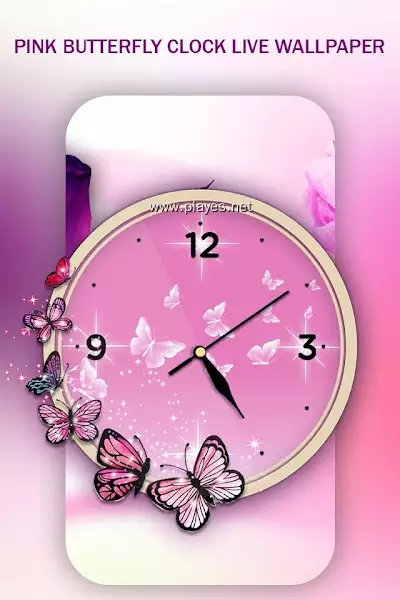 Pink Butterfly Clock3