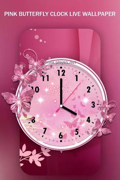 Pink Butterfly Clock2